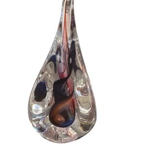 Adam Jablonski Signed Blue/Red Sommerso
Hand Blown Glass Teardrop Sculpture‎